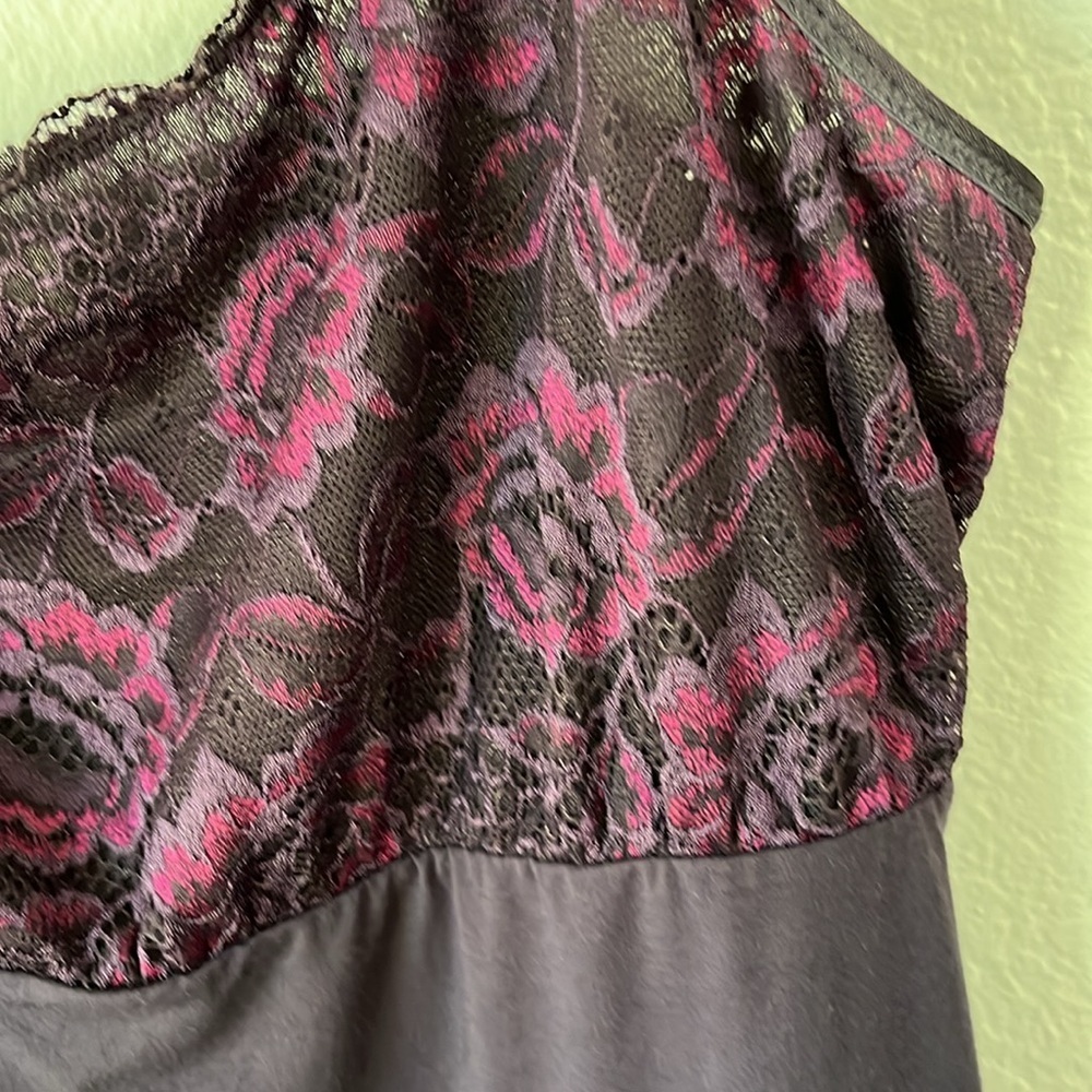 Felina Lingerie Elegant Purple and Gray/Black Lace Camisole Size L - Picture 2 of 10
